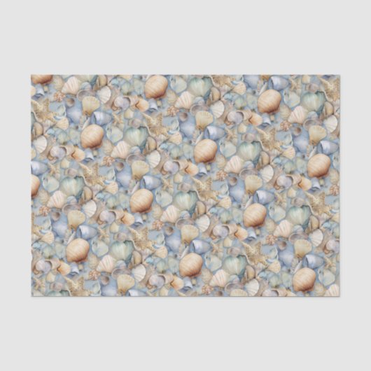 Waterkleur Schelpen Tissuepapier (Voorkant)