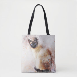 Waterkleur Siamese Kat Tote Bag