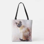 Waterkleur Siamese Kat Tote Bag (Achterkant)