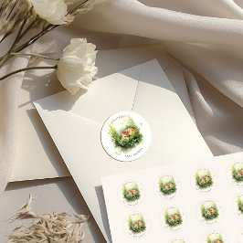 Waterkleur slapend herten groen baby shower ronde sticker