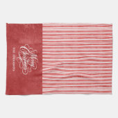Waterkleur streep Kerstscript Theedoek (Horizontaal)