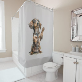 Waterkleur Tachshund Douchegordijn