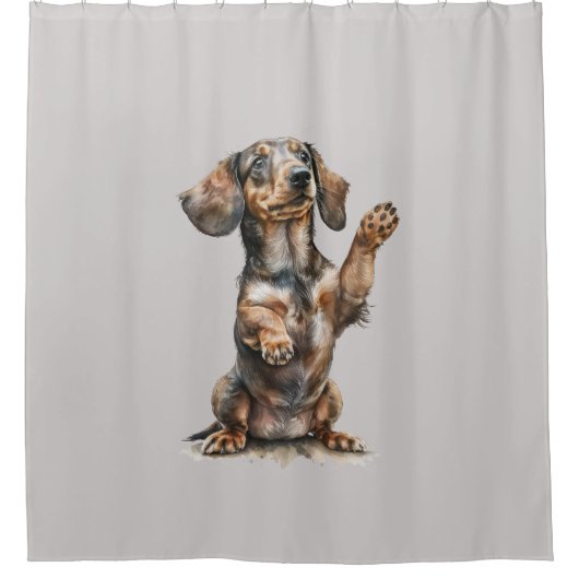 Waterkleur Tachshund Douchegordijn (Voorkant)