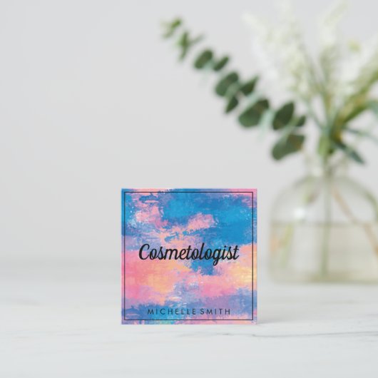 Waterkleur textuur vierkante visitekaartje (Staand voorkant)