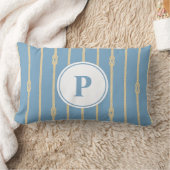 Waterkleur touw knoop strepen | Monogram Kussen (Deken)