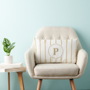 Waterkleur Touw Knoop Strepen Monogram Kussen