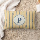 Waterkleur Touw Knoop Strepen | Monogram Kussen (Deken)