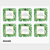 Waterkleur tropische Monstera-bladeren Vierkante Sticker (Vel)