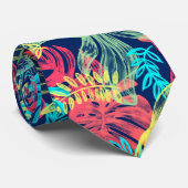 Waterkleur turquoise Levendig Hawaïaans patroon Stropdas (Opgerold)