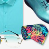 Waterkleur turquoise Levendig Hawaïaans patroon Stropdas