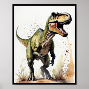 Waterkleur van Dinosaurus Tyrannosaurus rex Poster