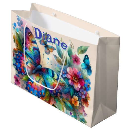 Waterkleur Vlinder Bloementuin Persoonlijk Groot Cadeauzakje (Voorkant Gekanteld)
