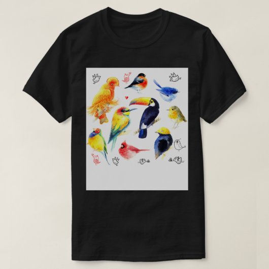 Waterkleur Vogels T-shirt (Design voorkant)