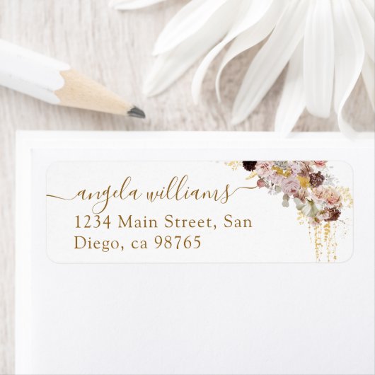 Waterkleur Wildbloem Herfst Elegante Bruiloft Fees Etiket (Insitu)