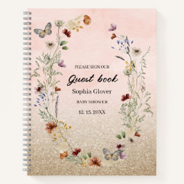 Waterkleur Wilde bloem en Butterfly babydouche No. Notitieboek