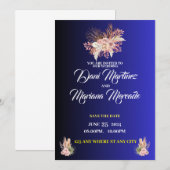 Waterkleur Witte en blauwe wilde bloemen uitnodigi Kaart (Voorkant / Achterkant)