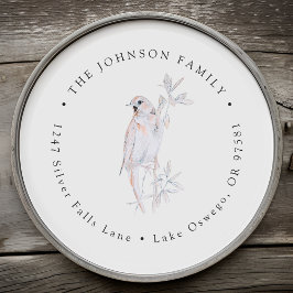 Waterkleur Zingende Nachtegaal Vogel Retouradres Ronde Sticker