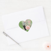 Waterkleur Zwarte Kat in Flowergarden Hart Sticker (Envelop)