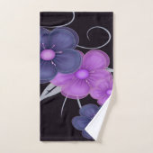 waterkleur zwarte paarse flora bad handdoek (Handdoek)