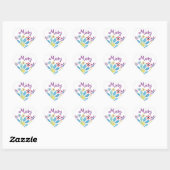 waterkleurbloem hart sticker (Vel)