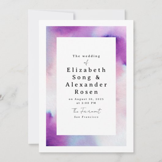 Waterkleurig Lijst - Lavendeluitnodiging Kaart (Voorkant)