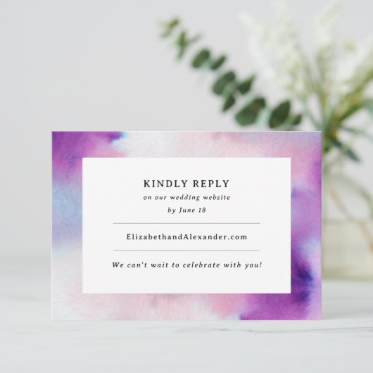 Waterkleurig Lijst - Lavendeluitnodiging RSVP Kaartje (Staand voorkant)