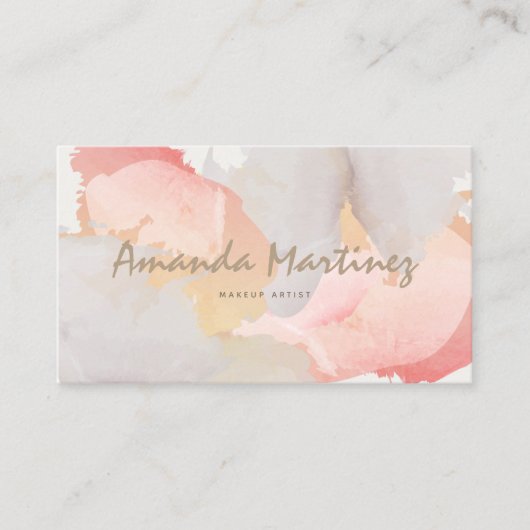 Waterkleurig Roze & Grijs Modern Visitekaartje (Voorkant)