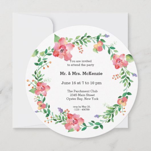 Waterkleurige bloemen kaart (Voorkant)