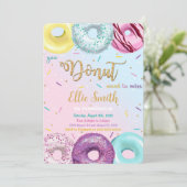 Waterkleurige donut uitnodiging (Staand voorkant)