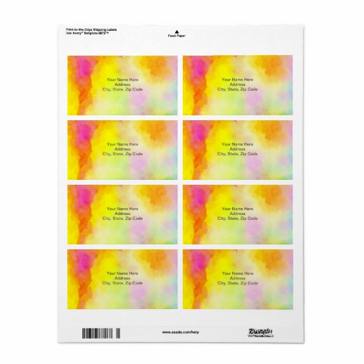 Waterkleurige gele labels (Full Sheet)