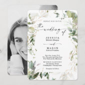 Waterkleurige groen met gouden trouwkaart kaart (Voorkant / Achterkant)