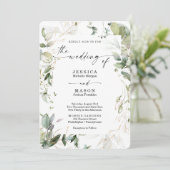 Waterkleurige groen met gouden trouwkaart kaart (Staand voorkant)