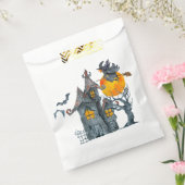 Waterkleurige heks en spookeigenhuis Halloween Bedankzakje (Gezegeld)