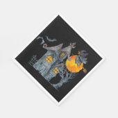 Waterkleurige heks en spookeigenhuis Halloween Servet (Hoek)