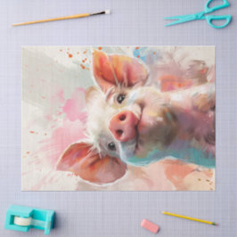 Waterkleurige Pinky Pig Decoupage Tissuepapier