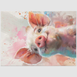 Waterkleurige Pinky Pig Decoupage Tissuepapier