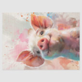 Waterkleurige Pinky Pig Decoupage Tissuepapier (Voorkant)