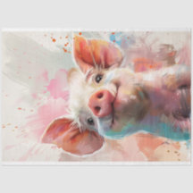 Waterkleurige Pinky Pig Decoupage