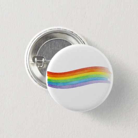 Waterkleurige regenboog ronde button 3,2 cm (Voorkant /achterkant)