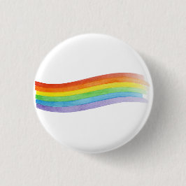 Waterkleurige regenboog ronde button 3,2 cm