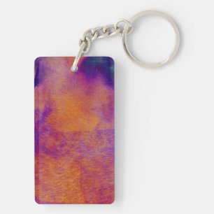 Waterkleurige rode blauwe paarse grafische kunst sleutelhanger