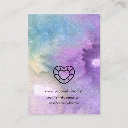 WaterkleurJoodse Logo oorten & beeldscherm met Ket Visitekaartje (Achterkant)