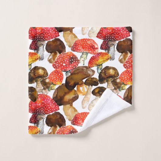 Waterkleurpaddenstoelen Mooie herfstpatroon Bad Handdoek (Wasdoekje)