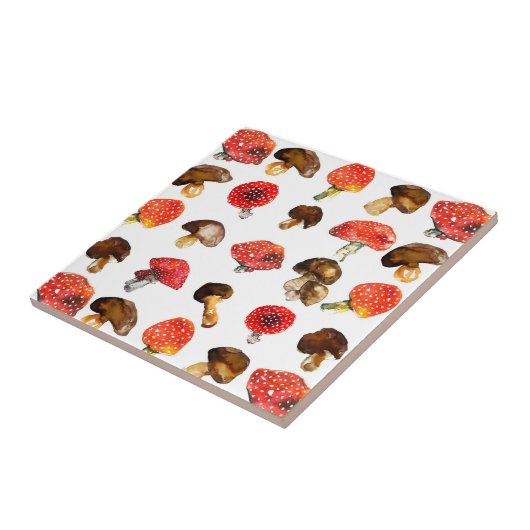 Waterkleurpaddenstoelen Mooie herfstpatroon Tegeltje (Zijkant)