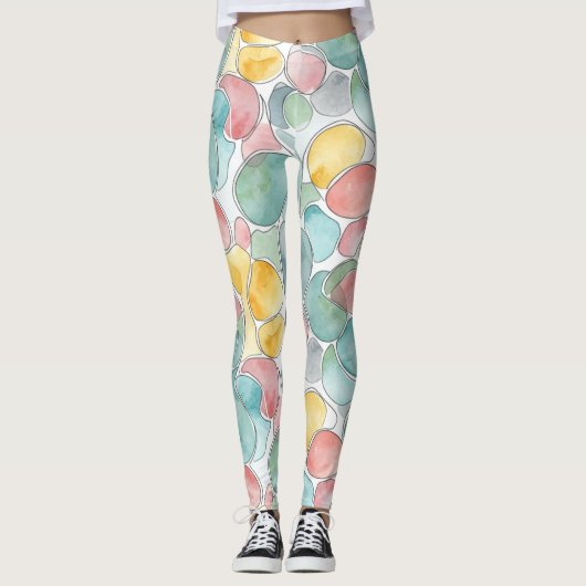 Waterkleurpatroon Leggings (Voorkant)