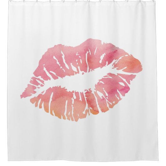 Waterkleurroze Lippen Douchegordijn (Voorkant)