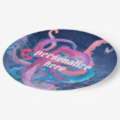 Waterkleurruimte octopus roze sterren bord (Gekanteld)