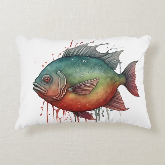 Waterkleurserie: Piranha Accent Kussen (Voorkant)