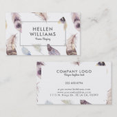 Waterkleurstoffen boho veren patroon visitekaartje (Voorkant / Achterkant)