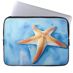 Waterkleurtekening van Zeester Laptop Sleeve